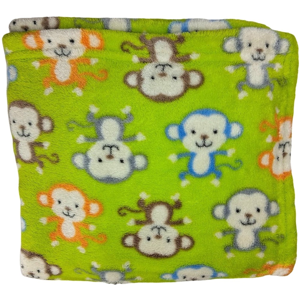 Baby Gear Green Monkey Blanket Blue Orange Gray Brown Fleece Neon Bright